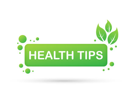 Health tips, badge, icon on white background. Vector stock illustration.