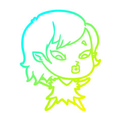 cold gradient line drawing cute cartoon vampire girl