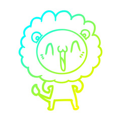 cold gradient line drawing happy cartoon lion