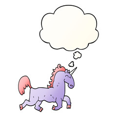 cartoon unicorn and thought bubble in smooth gradient style