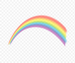 Rainbows in different shape realistic set on transparent. Vector stock illustration.