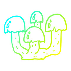 cold gradient line drawing cartoon mushrooms