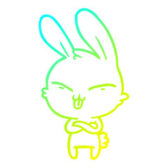 cold gradient line drawing cute cartoon rabbit
