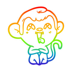 rainbow gradient line drawing crazy cartoon monkey