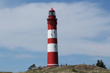 Blick auf den Leuchtturm  der Nordseeinsel Amrum