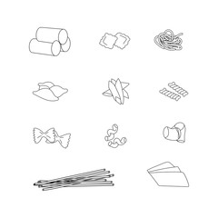Sketch pasta vector set. Italian macaroni collection. Traditional italian food.
