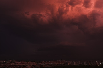 storm over the sea. thunder clouds during sunse
