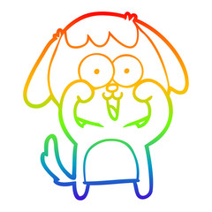rainbow gradient line drawing cute cartoon dog