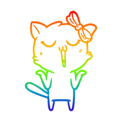 rainbow gradient line drawing cartoon cat
