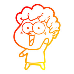 warm gradient line drawing cartoon happy man