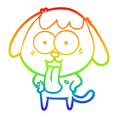 rainbow gradient line drawing cute cartoon dog