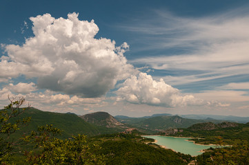 Castel San Vincenzo, Isernia, Molise, Italy. The lake. It is an artificial reservoir built at the...