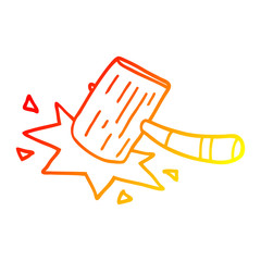 warm gradient line drawing cartoon mallet
