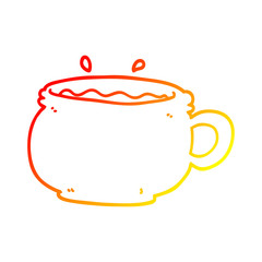 warm gradient line drawing cartoon hot cup of coffee