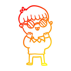 warm gradient line drawing cartoon boy wearing spectacles