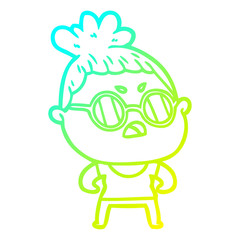 cold gradient line drawing cartoon annoyed woman