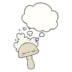 cartoon mushroom with spoor cloud and thought bubble