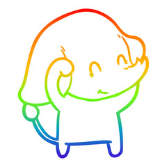 rainbow gradient line drawing cute cartoon elephant
