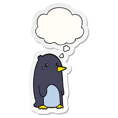 cartoon penguin and thought bubble as a printed sticker