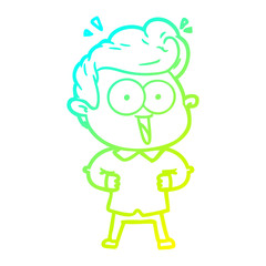 cold gradient line drawing cartoon excited man