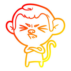 warm gradient line drawing cartoon angry monkey