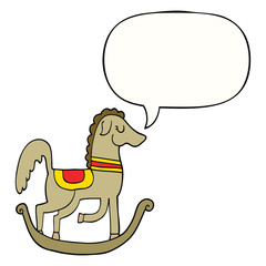 cartoon rocking horse and speech bubble