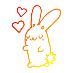 warm gradient line drawing cartoon rabbit in love