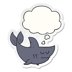 cartoon shark and thought bubble as a printed sticker