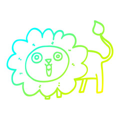cold gradient line drawing cartoon happy lion