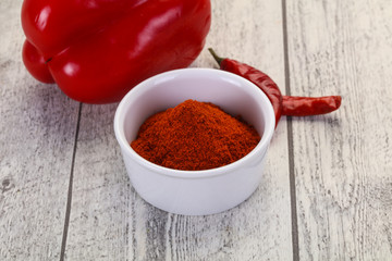 Paprika powder in the bowl