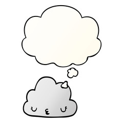 cute cartoon cloud and thought bubble in smooth gradient style