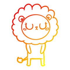 warm gradient line drawing cartoon lion