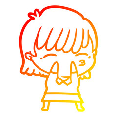 warm gradient line drawing cartoon woman