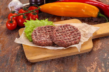 Raw burger cutlet