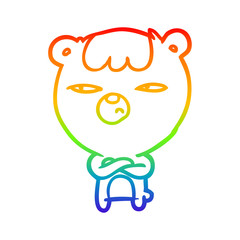 Obraz premium rainbow gradient line drawing annoyed bear with arms crossed