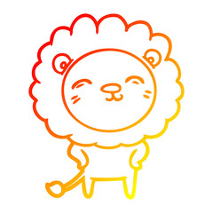 warm gradient line drawing cartoon lion