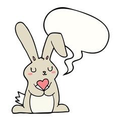 cartoon rabbit in love and speech bubble
