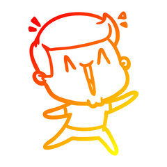 warm gradient line drawing cartoon happy man
