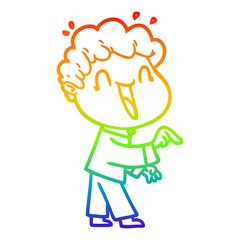 rainbow gradient line drawing cartoon happy man