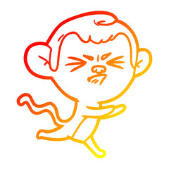 warm gradient line drawing cartoon annoyed monkey