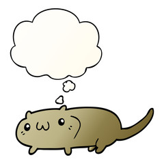 cartoon cat and thought bubble in smooth gradient style