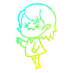 cold gradient line drawing annoyed cartoon vampire girl