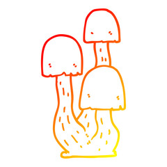 warm gradient line drawing cartoon mushroom