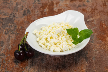 Fresh tasty curd in the bowl