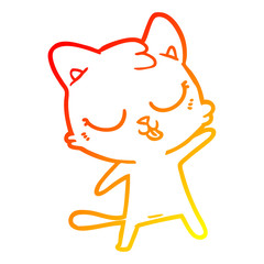 warm gradient line drawing cute cartoon cat