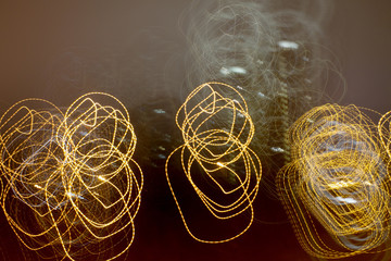 Abstract light streaks in the night sky
