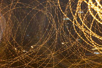 Abstract light streaks in the night sky