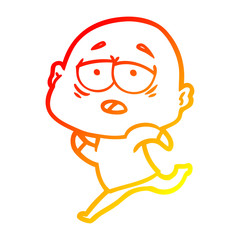 warm gradient line drawing cartoon tired bald man