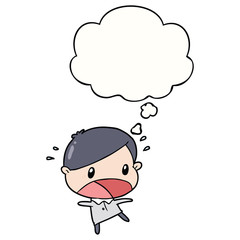 cartoon shocked man and thought bubble