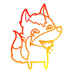warm gradient line drawing cartoon hungry wolf